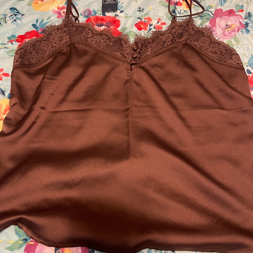 Abercrombie silk and lace cami (brown)